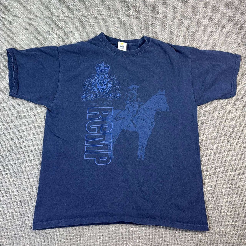 RCMP Royal Canadian Mounted Police T-Shirt Mens XL Navy Blue Graphic Tee